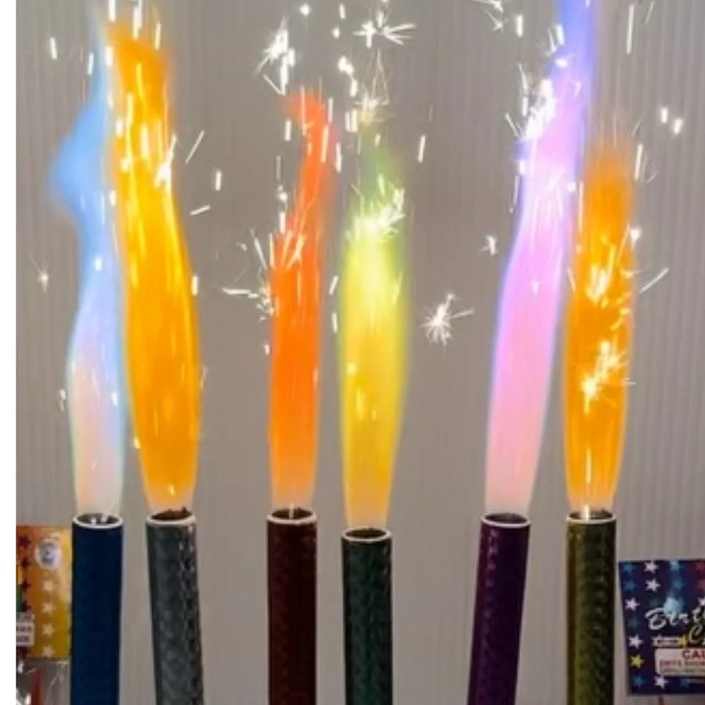 6 Birthday Sparkling colored flame Candles for Birthday Party, Wedding, 5o sec